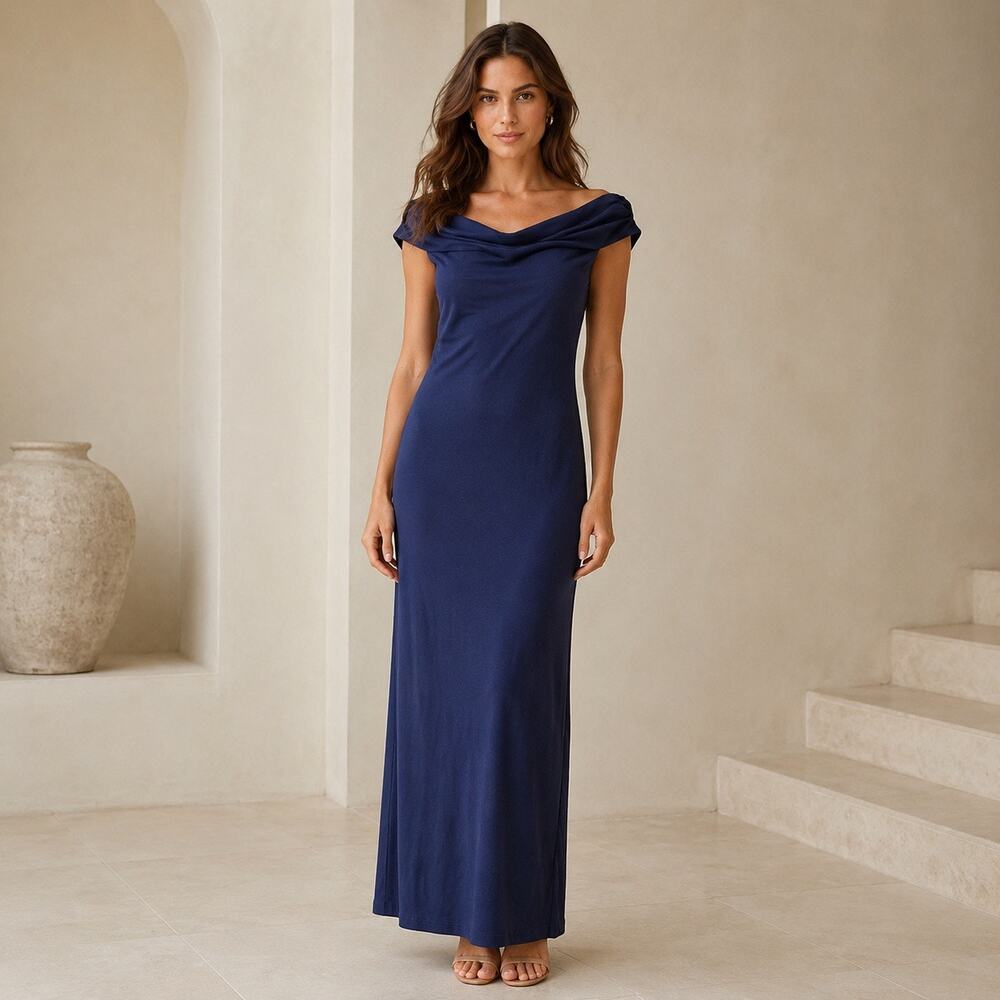 Quiet Luxury Reformation Jamen Danube Cowl Neck Midi Maxi Dress Rich Purple S